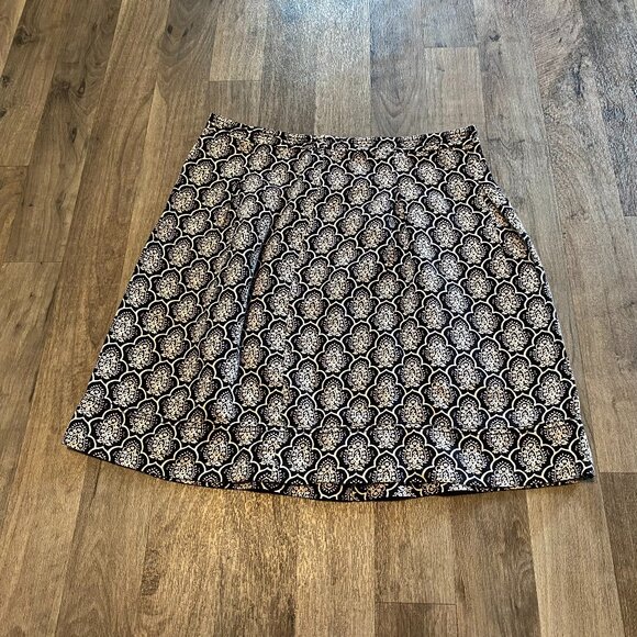 Loft Geometric Pleated Mini Skirt Linen Blend Size 4 - Picture 1 of 7